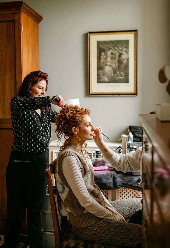 Wedding day hair styling